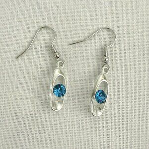 Blue Crystal Earrings Silver Plated Boho Glam Indie Sleaze Elegant Jewelry